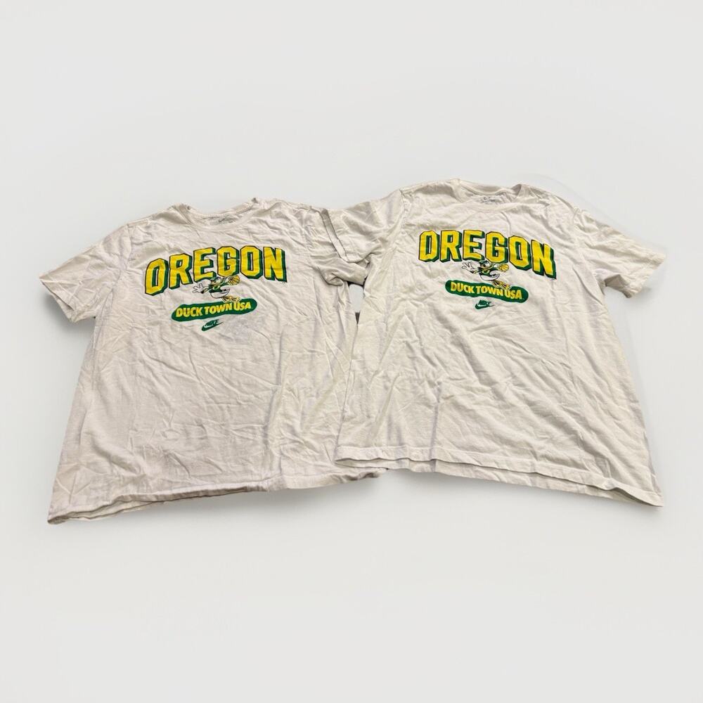 Lot Of 2 Nike Oregon Ducks Basketball Go Duck Town USA Pepsi T-Shirt Size L